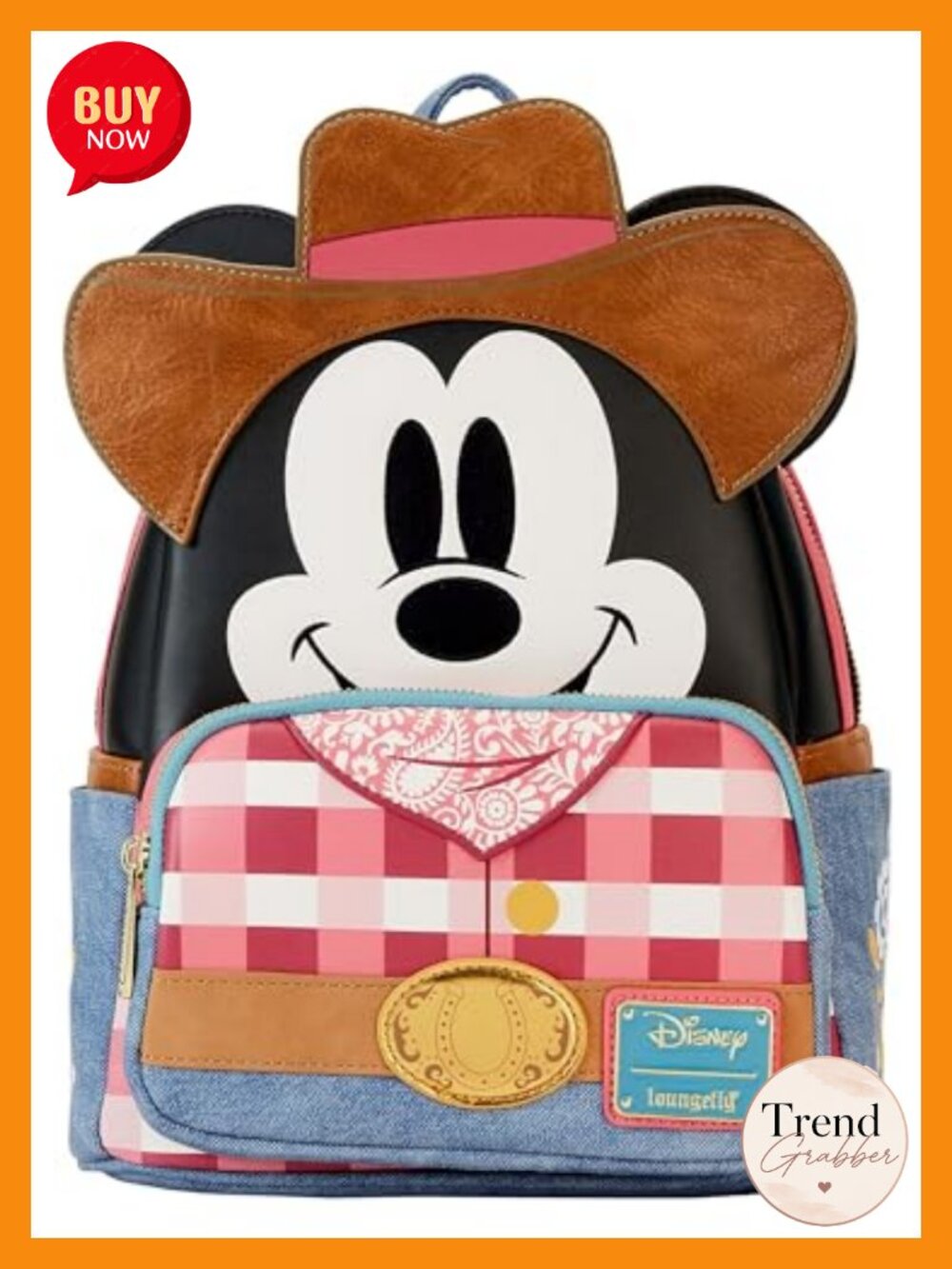 Loungefly Disney Mickey Mouse Mini Backpack Faux Leather Denim Details